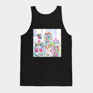 Jack Russell among chinoiserie jars watercolor Tank Top